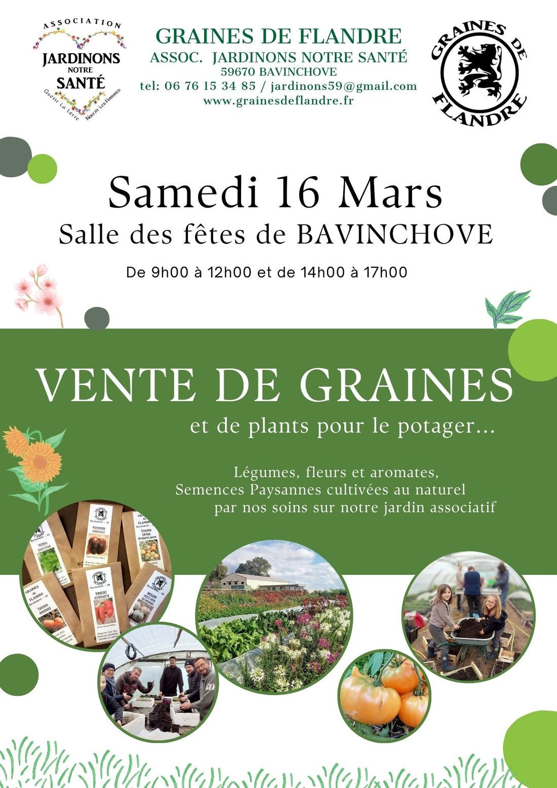 Vente de graines en direct Samedi 16 Mars